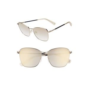 NEW Longchamp LO113S 719 Gold Sunglasses with Blue Lenses 55mm with Case